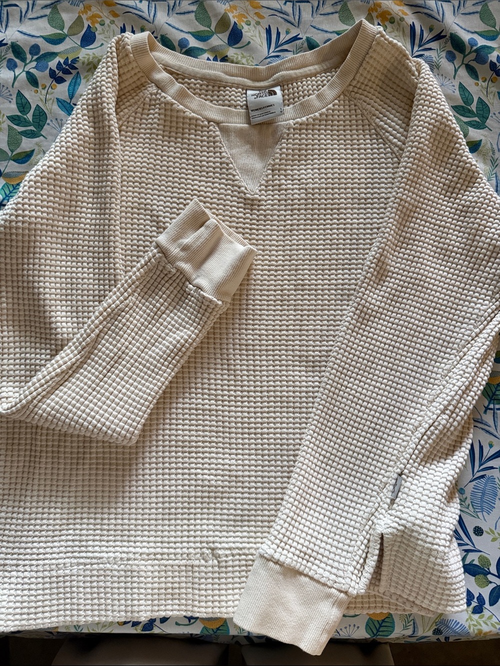 The North Face Women's Cream Waffle-Knit Crew Sweater